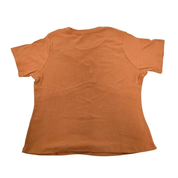 Ashley Stewart Ribbed Cutout Top Womens 18/20 Orange Short Sleeve‎ NWT - Picture 4 of 6